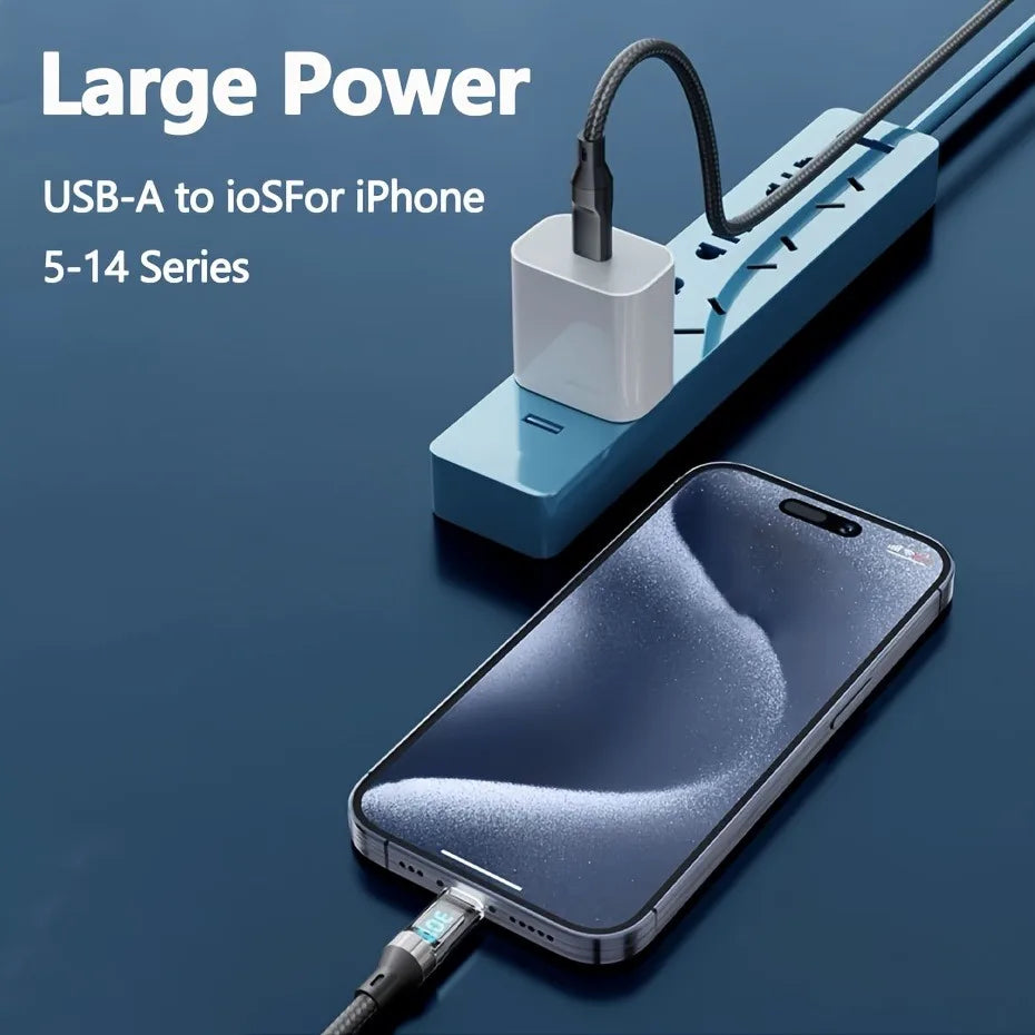 PD 27W Fast Charge Cable LCD Display Transparent Shell Data Transfer, USB A Type-C to Lightning Cord for iPhone 14 Pro Max/13/12