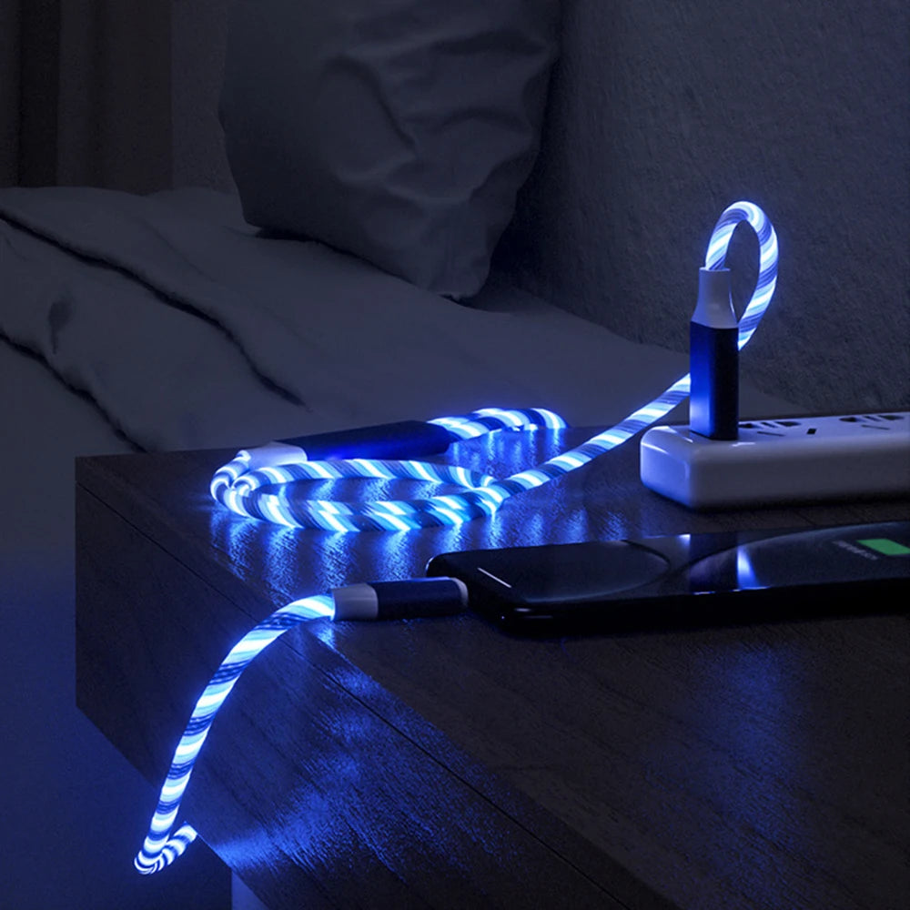 3 In 1 66W Schnellladedatenkabel Für Android iOS Typ-C 1.2M 2M Ladekabel Verlängerungskabel Leuchtend