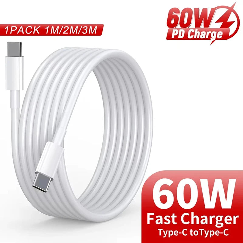 USB-C-Kabel zum USB-C-Kabel, 60 W, schnelles Laden, Ladekabel, unterstützt schnelles Laden für iPhone 16, Samsung, Xiaomi, Huawei, Telefone usw