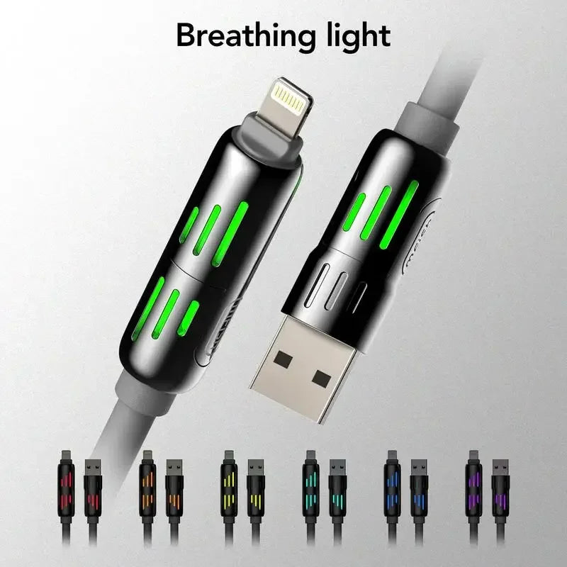 USB、Type C, lightning-Max 240W Fast Charging and Data Sync MFISH 4-in-1 Multi-Function USB Charging Cable for iPhone 16/15, iPad