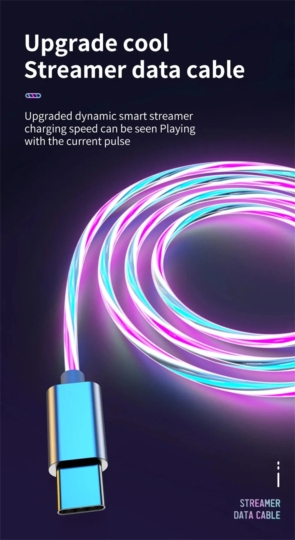 Leuchtendes LED-Licht USB 3 IN 1 Kabel Telefon Schnellladegerät Leuchtendes Typ-C-Kabel für Xiaomi iPhone Telefonzubehör